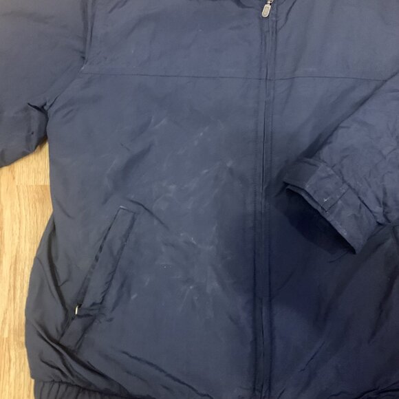 Vintage Eddie Bauer Bomber Jacket Mens Medium Blue Outdoor Zipup - Picture 11 of 11